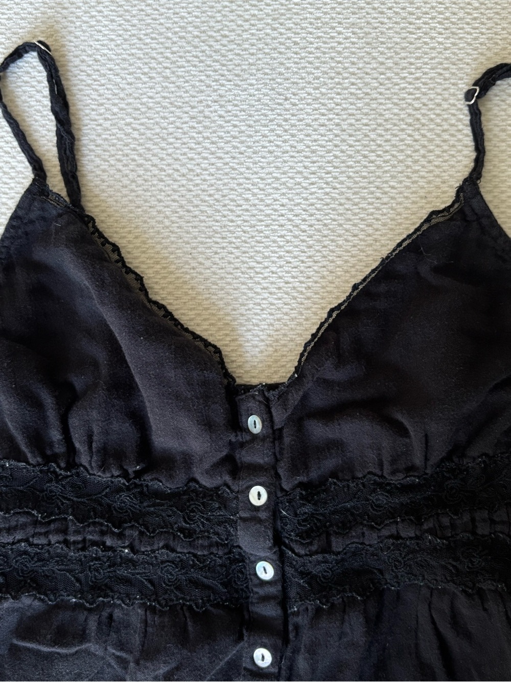 Zara Black Spaghetti Strap Button-Front Tank Top - Picture 2 of 5